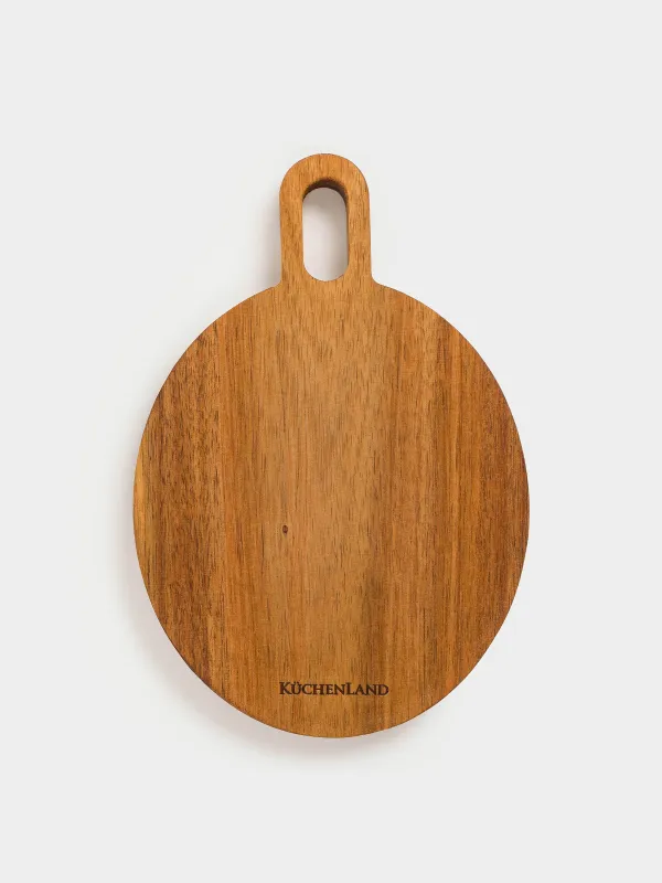 Cutting board set, 2 items, on a stand, wood / steel, rectangular / round, Noble tree , image-2