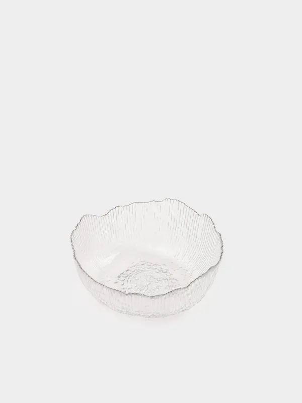 Salad bowl, 20x9 cm, 1,3 l, glass R, with silver edging, Argos silver, image-2