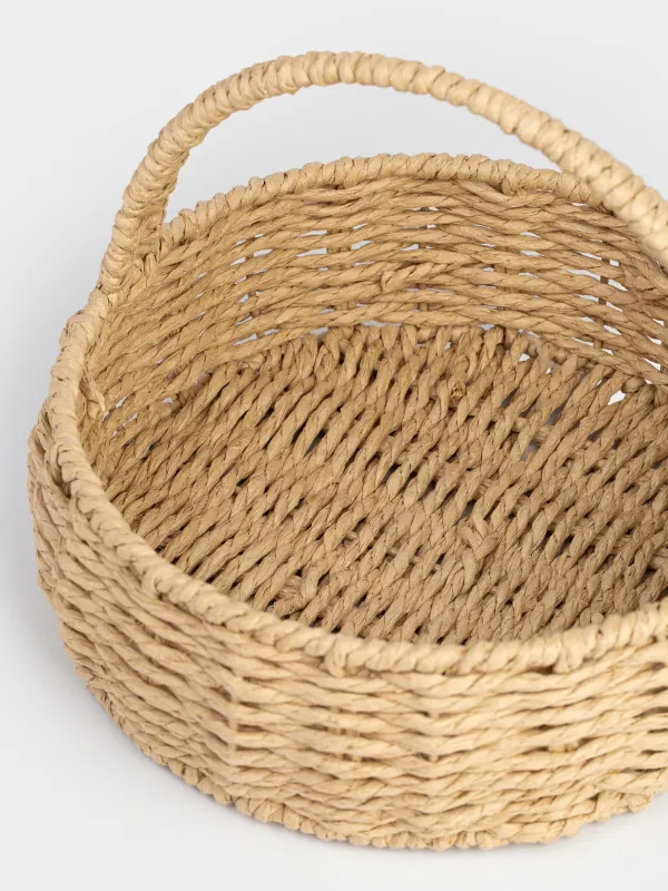Storage basket, 17x21 cm, wicker, with handle, cellulose, Oval, Braided, image-4