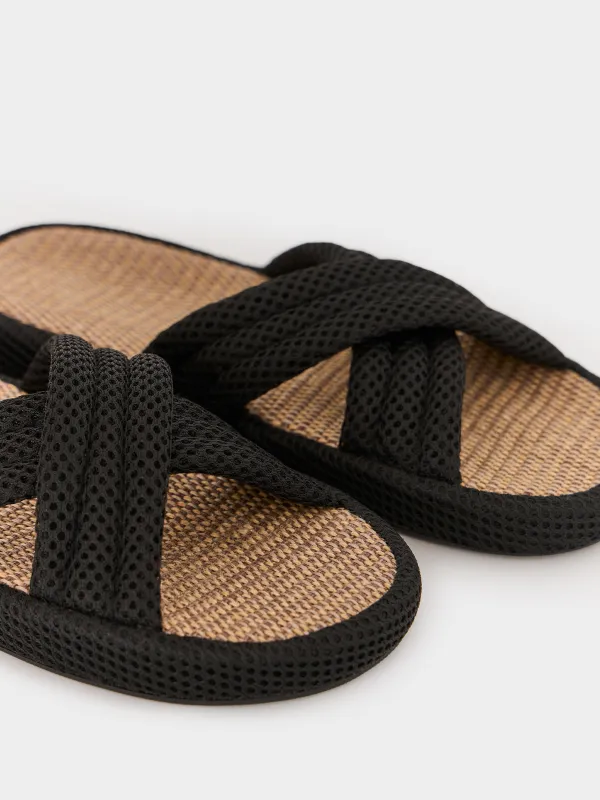 Women's slippers, homewear, size 36-37, polyester, brown, Walk X, image-5