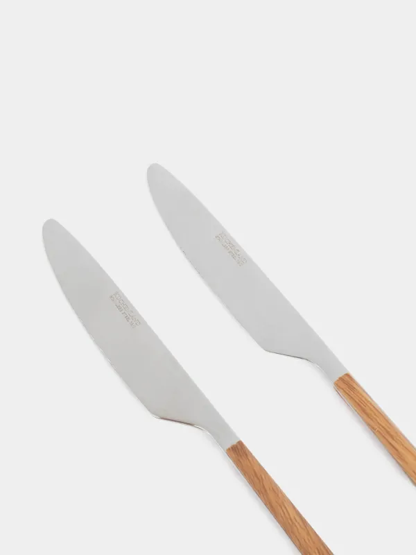 Table knife, 2 pcs, steel/plastic, brown, Prague, image-2