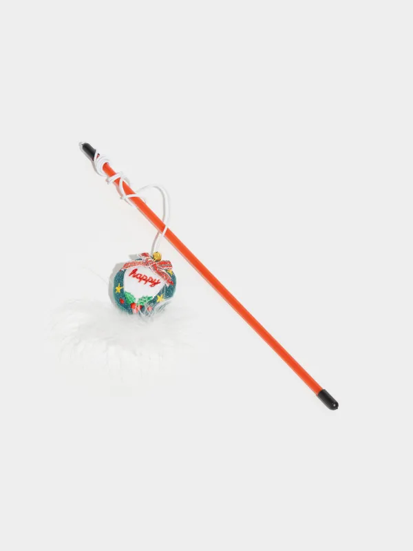 Cat fishing toy, 90 cm, with bell, Plastic / polyester, Mouse, Christmas pet, image-2