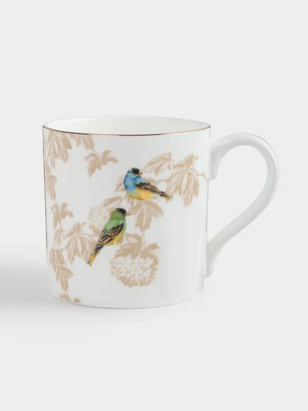 Mug, 380 ml, 2 pcs, porcelain F, with golden edging, Rainbow bee-eaters and goldfinches, Paradise bird, image-1