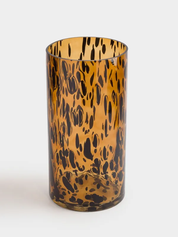 Flower vase, 30 cm, glass, brown, Animal pattern, Nors color, image-1