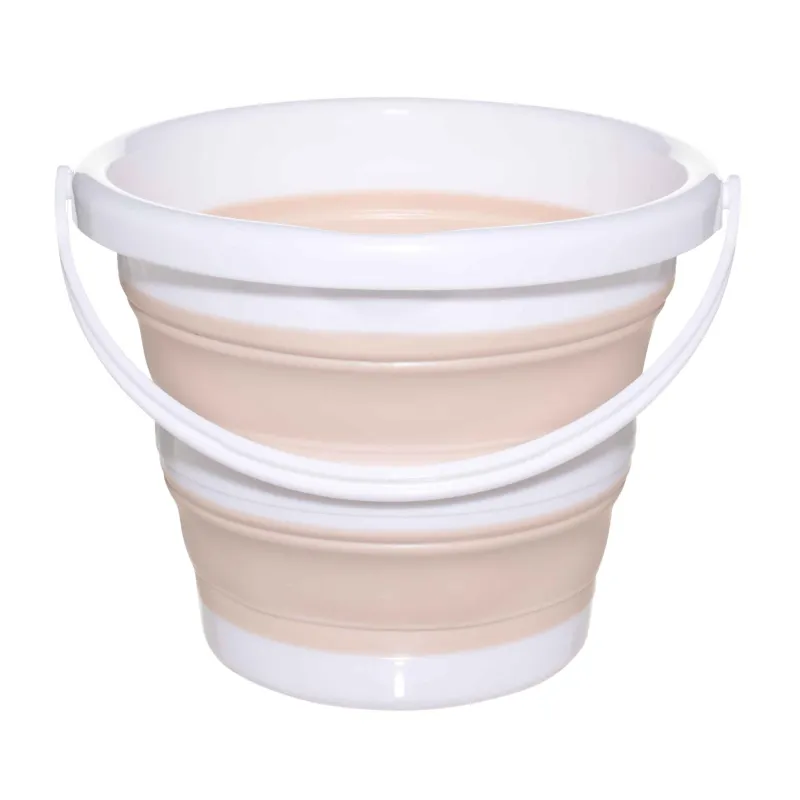 Foldable bucket, 5 l, plastic / rubber, beige-pink, Foldaway, image-1