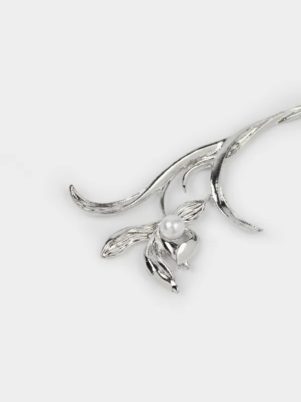 Hair clip, 18 cm, metal, silver, Hair silver, image-1
