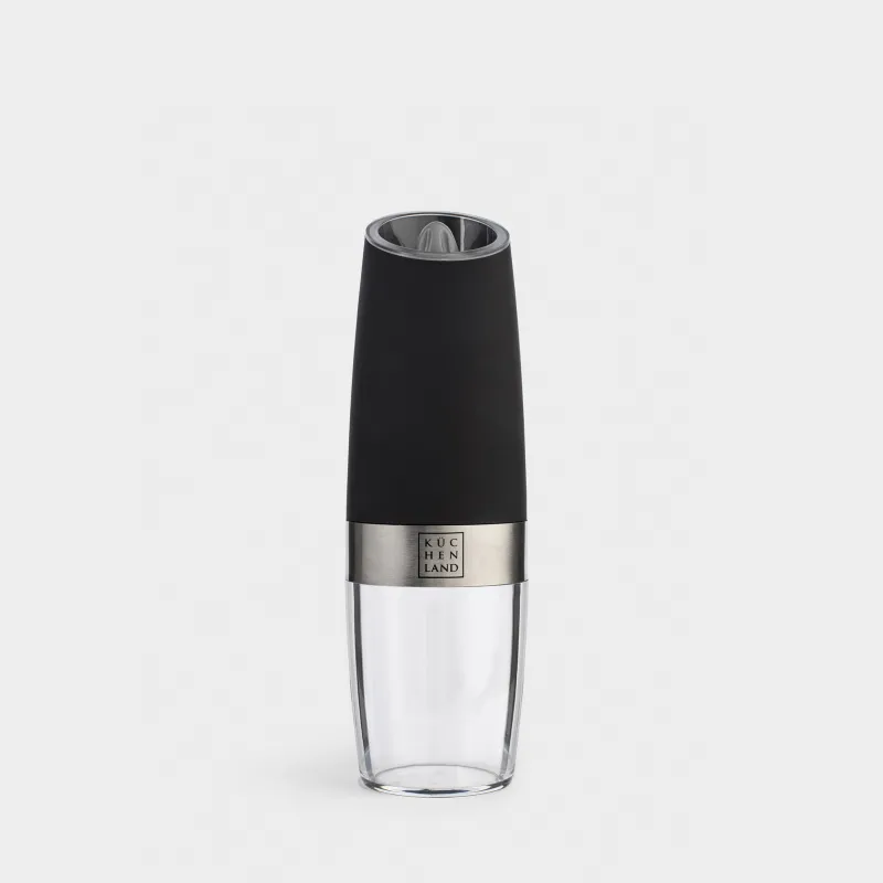 Spice mill, 20 cm, Gravity, Plastic / Acrylic, LED W, Black, Spicy