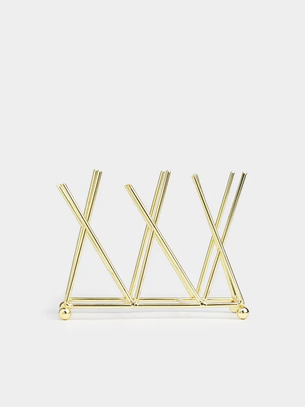 Napkin holder, 14 cm, metal, golden, Twist gold, image-1