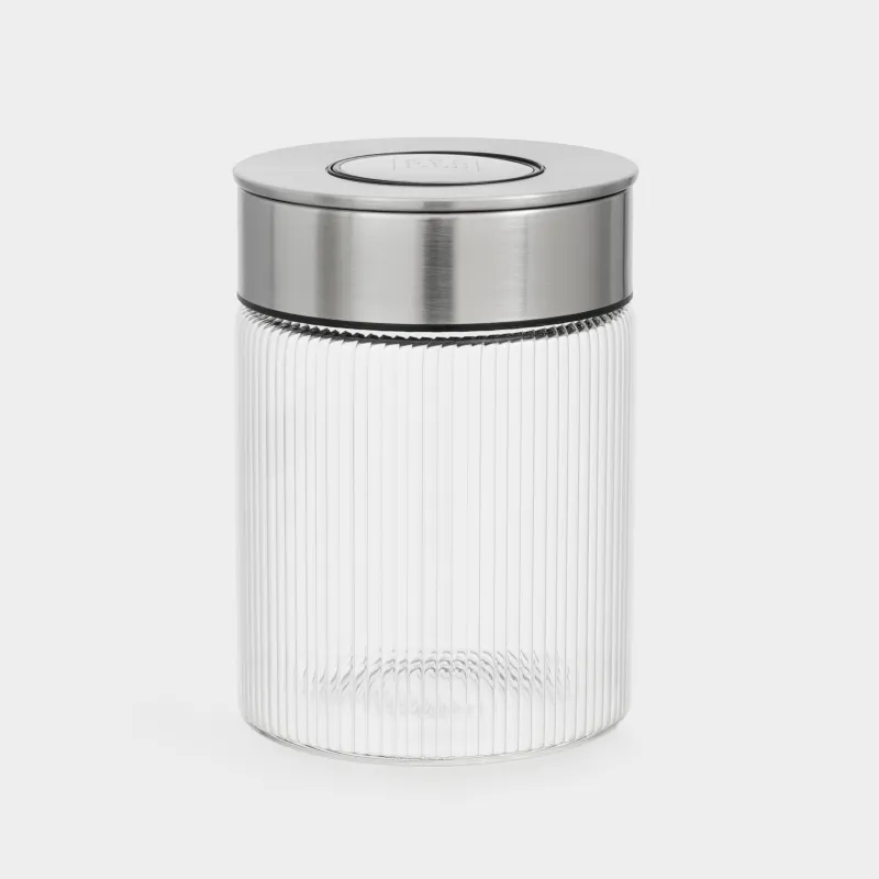 Bulk products jar, 700 ml, with vacuum lid, glass B, Ribby steel