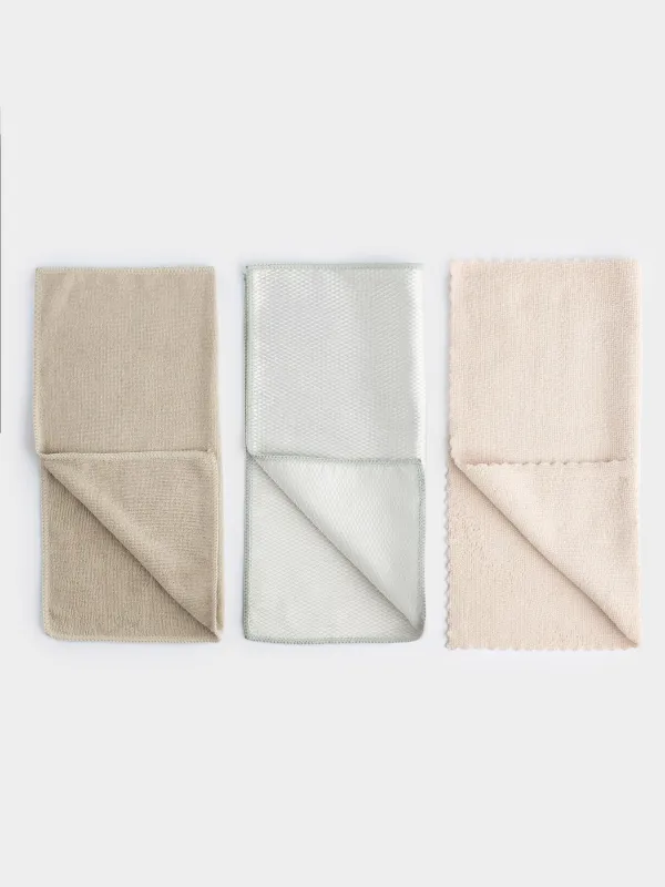 Set of cleaning cloths, 32x32 cm, 3 pcs, multifunctional, microfiber, color, Clean, image-1