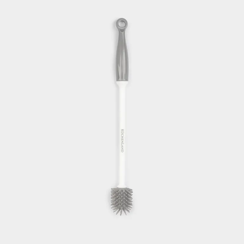 Bottle brush, 30 cm, rubber / plastic, gray-white, Mini, Clean