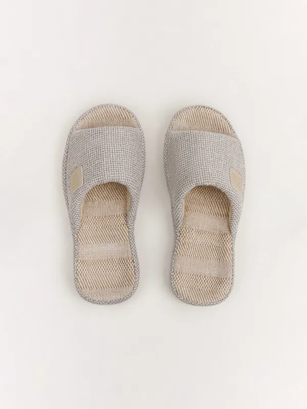 Women's slippers, homewear, size 36-37, polyester, light gray, Serious, image-1