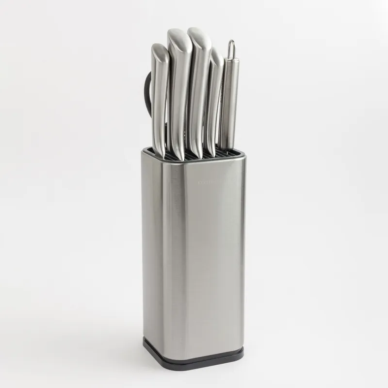 Knife set, 6 pcs, in stand, with peeler / scissors, steel / plastic, Pascale