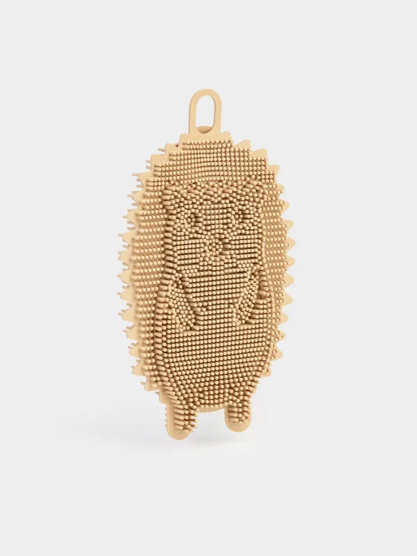 Dish washing sponge, 13 cm, Silicone, Beige, Hedgehog, Manny, image-1