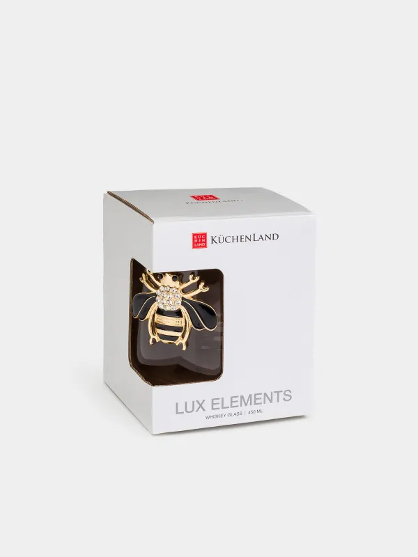 Drinking glass, 10 cm, 450 ml, glass / metal, Bumblebee, Lux elements, image-4