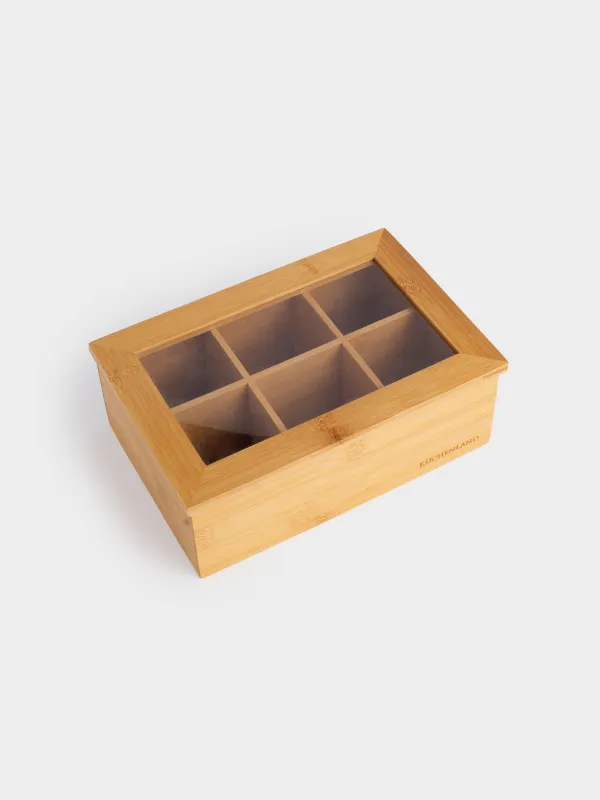 Tea box, 24x16 cm, 6 otd, bamboo, rectangular, Bamboo, image-2