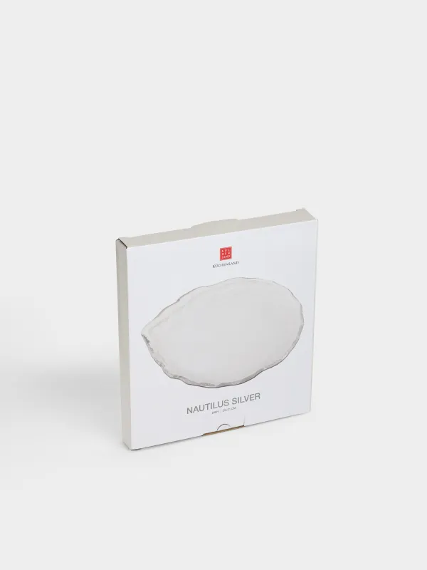 Dish, 25x21 cm, glass, with silver edging, Petal, Nautilus silver, image-5