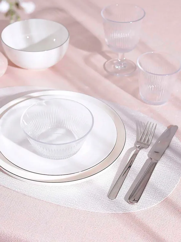 Placemat, 30x45 cm, PVC, oval, white, Silver drops, Rock, image-5