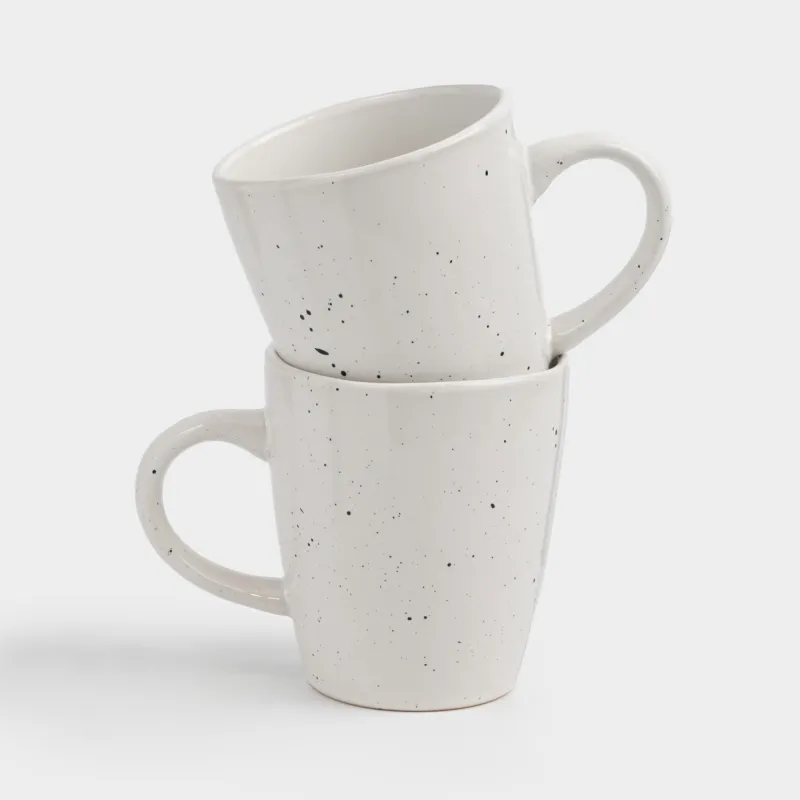 Mug, 470 ml, 2 pcs, ceramic, milky, speckled, Uneven edge, Xoras