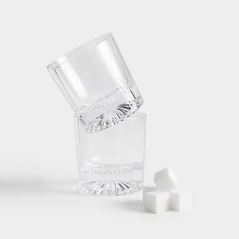 Drink set, 2 persons, 6 items, glasses / cubes, glass R / marble, Valor