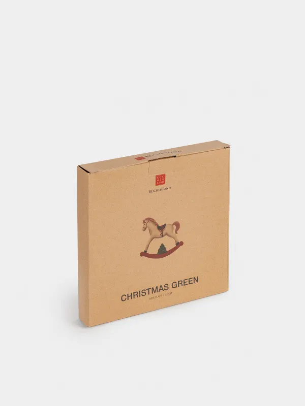 Snack plate, 21 cm, ceramic, Horse, Christmas green, image-5