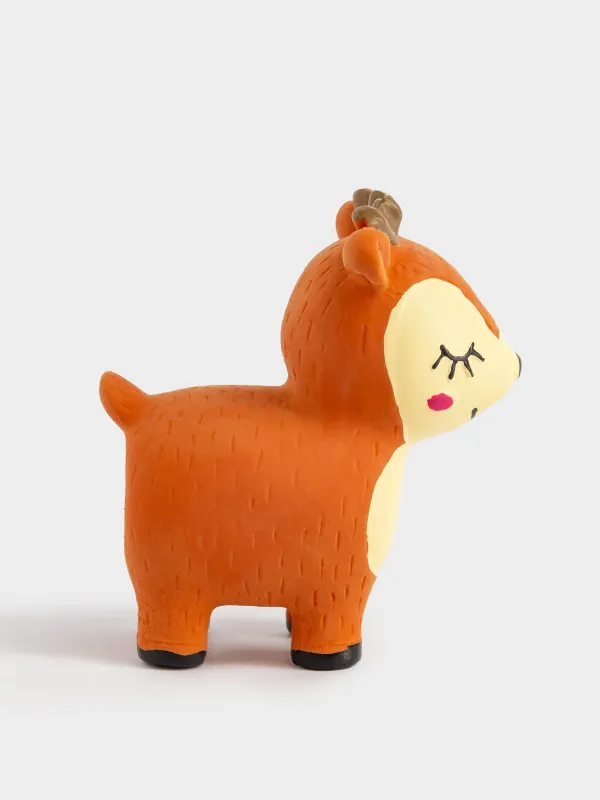 Dog toy, 9 cm, with squeaker, rubber, brown, fawn, Christmas pet, image-3