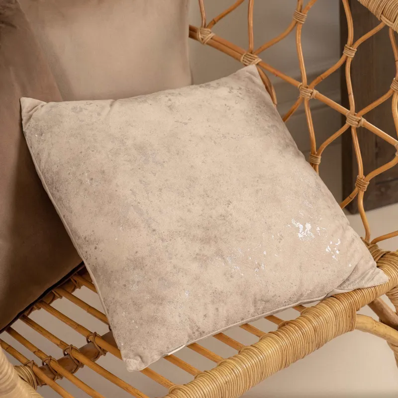 Decorative pillow, 45x45 cm, velvet, beige, Splash, Sparkly