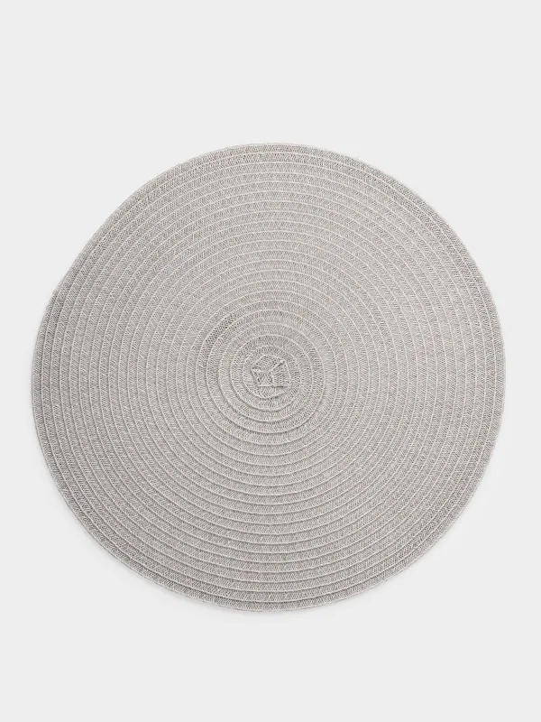 Placemat, 38 cm, polypropylene/PET, Round, Light grey, Basic, image-0