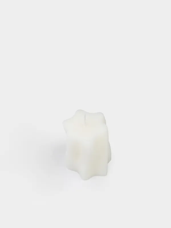 Candle 5x8 cm, cylindrical, milky, Waves, Ribbed candle, image-1