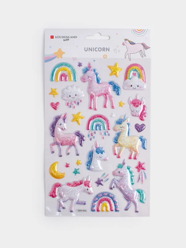 Sticker set, 21x14 cm, 26 pcs, disposable, PVC, Unicorns, Unicorn, image-4