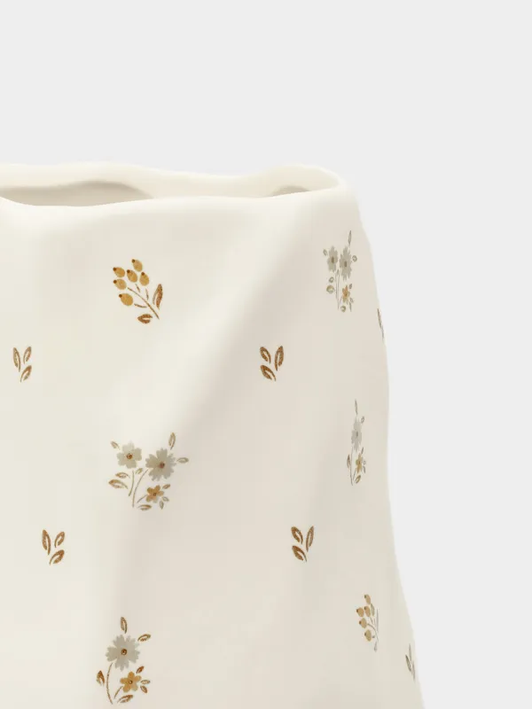 Flower vase, 20 cm, ceramic, milky, Vintage flowers, La flore, image-2