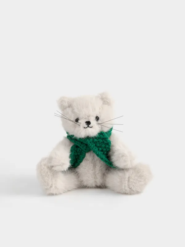 Toy, 20 cm, soft, with movable paws, polyester, beige, Cat, Cat, image-0