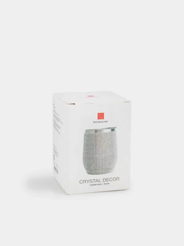Thermo mug, 350 ml, steel / rhinestones, gold, Crystal decor, image-5