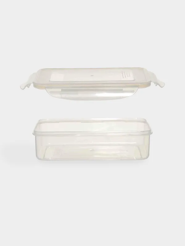 Container set, 3 pcs, with clips, plastic / silicone, rectangular, beige, Roomy clip, image-4