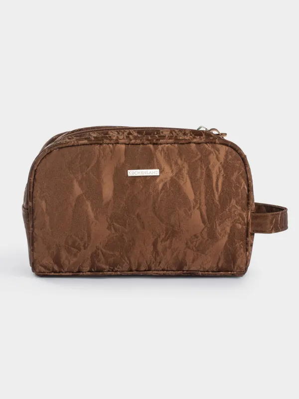 Cosmetic bag, 20x15 cm, polyurethane, brown, Krush, image-0