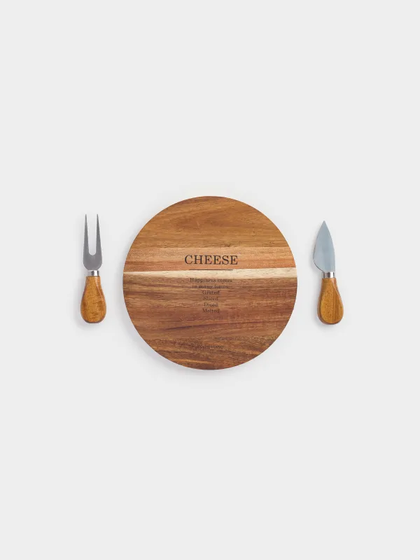 Cheese set, 3 items, platter board, wood / steel, Noble tree, image-3