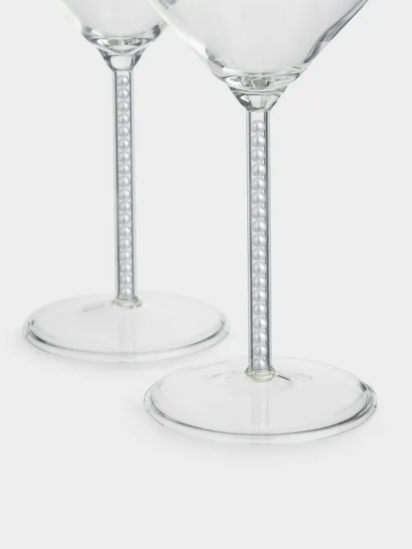 Drinking glass, 450 ml, 2 pcs, with pearls, glass / plastic, Crystal pearl, image-3