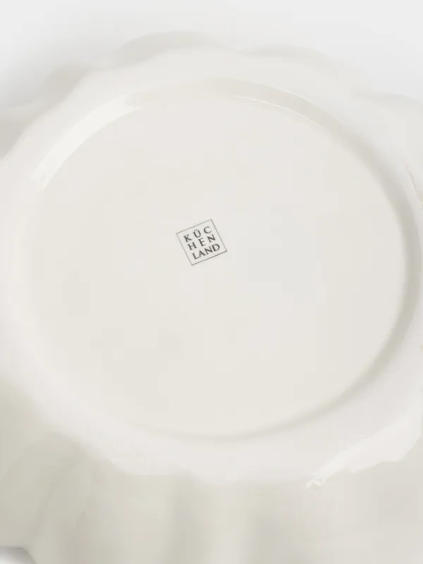 Salad bowl, 21x8 cm, ml, ceramic, milky, Wavy edge, Crumple, image-3