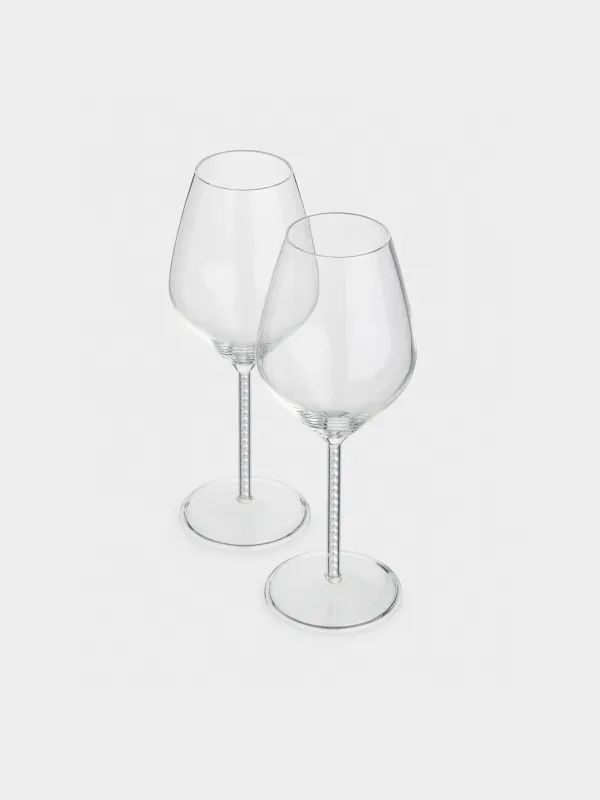 Drinking glass, 450 ml, 2 pcs, with pearls, glass / plastic, Crystal pearl, image-1