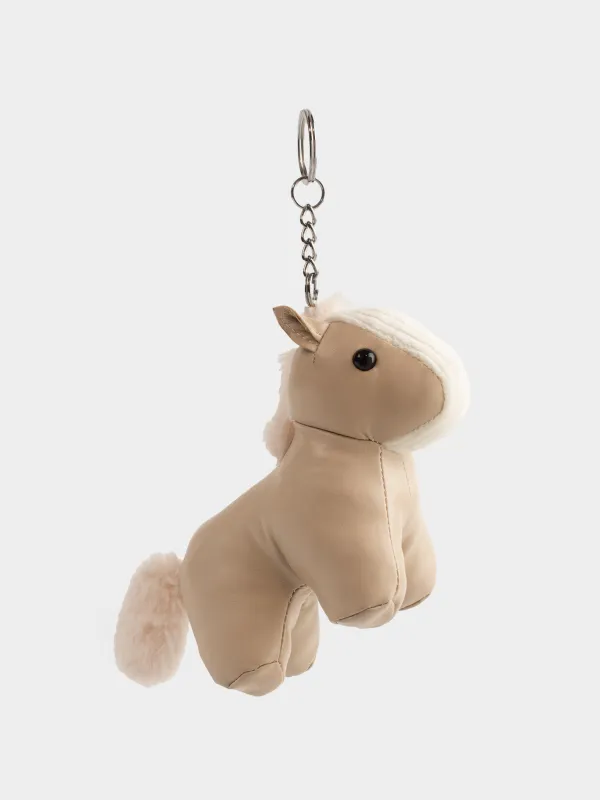 Keychain, 12 cm, polyurethane / metal, beige, Horse, Keychain toy, image-1