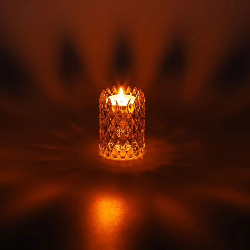 Candlestick, 8 cm, double-sided, for tea or Candle, thins, glass R, Rhomb, image-5