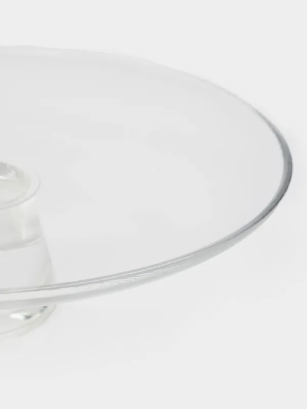 Dish on a leg, 27x7 cm, glass, red, Clear color, image-3