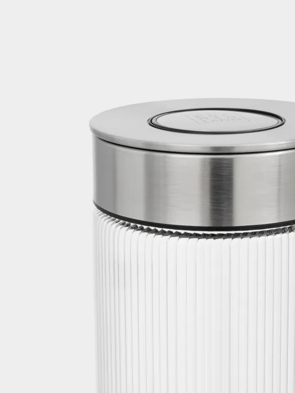 Bulk products jar, 960 ml, with vacuum lid, glass B, Ribby steel, image-2