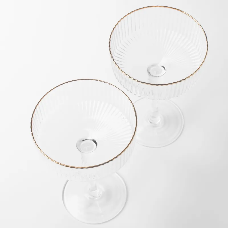 Drinking glass, 200 ml, 2 pcs, glass R, with golden edging, Ribby, image-2