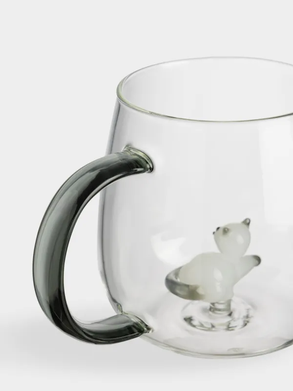 Mug, 400 ml, glass B, grey handle, Cat, Shape, image-3