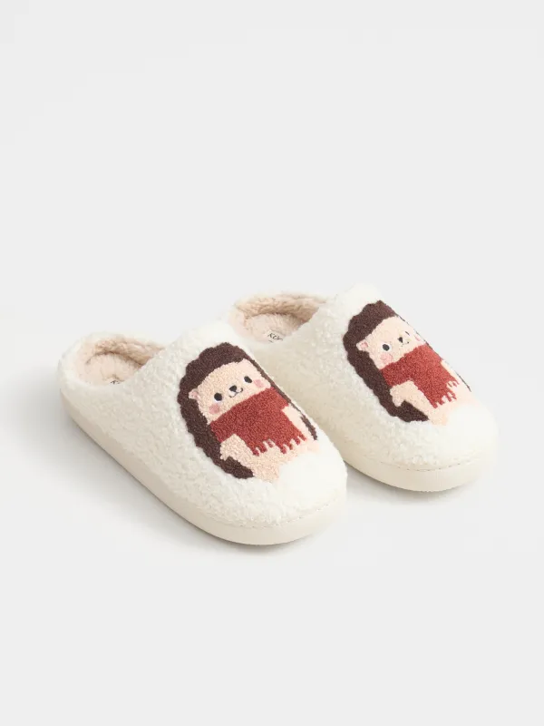 Women's slippers, homewear, size 36-37, artificial fur, milky, Hedgehogs, Needed, image-5