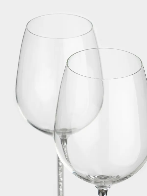 Drinking glass, 600 ml, 2 pcs, glass / rhinestones, Silver crystals, Diamond, image-2