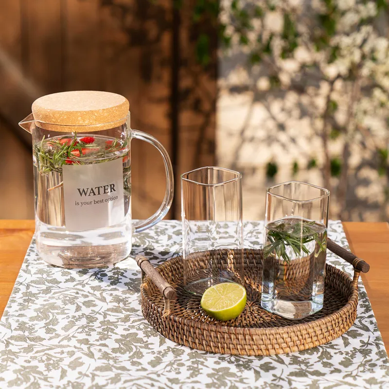 Tray, 24 cm, wicker, with handles, rattan / wood, round, Eco home, image-3