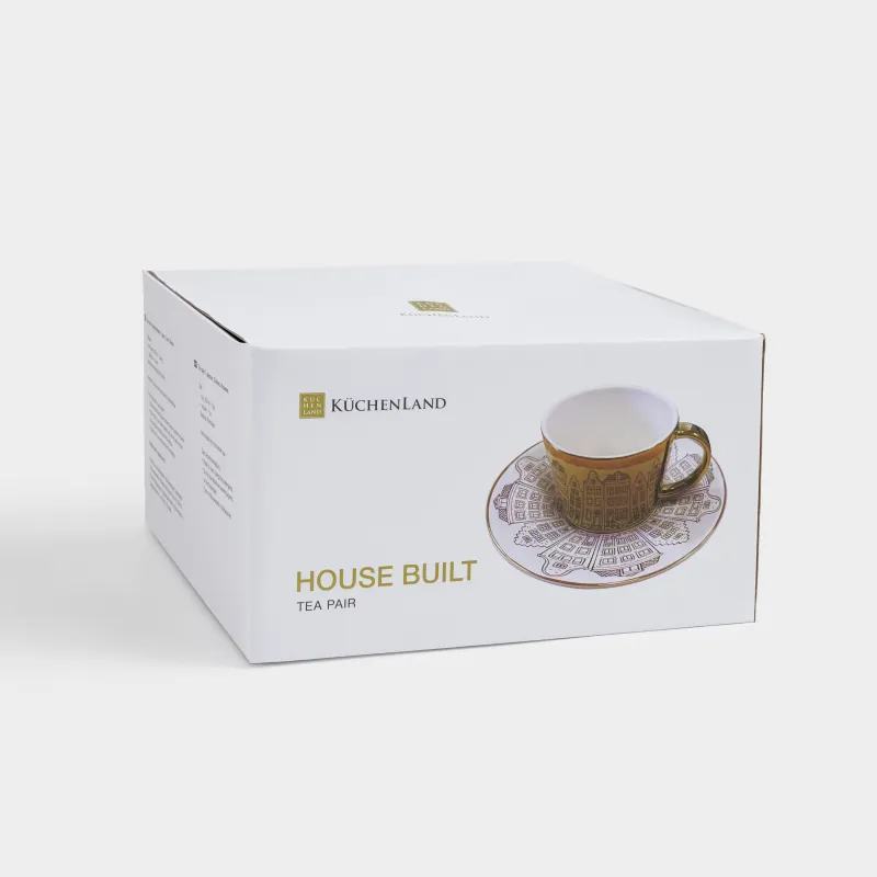 Tea pair, 1 person, 2 items, 300 ml, porcelain P, white and gold, Home, House built, image-4