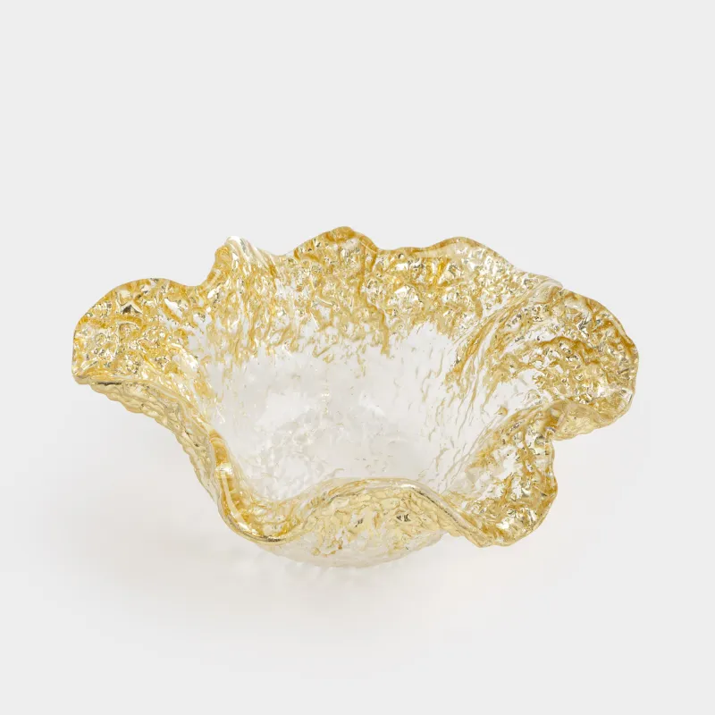 Deep dish, 17x8 cm, glass R, champagne, Wavy edges, Felsen
